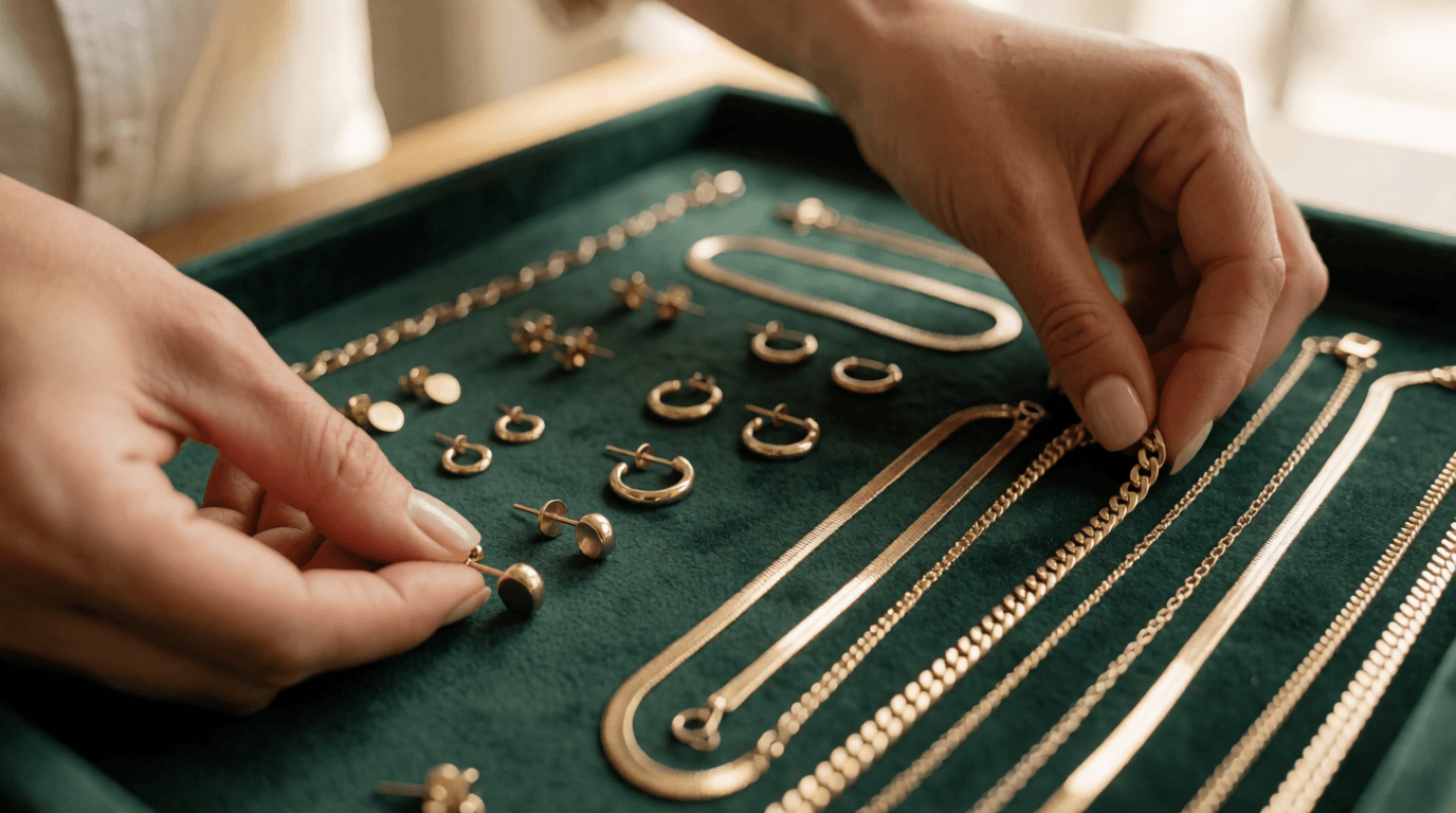 woman styling jewelry